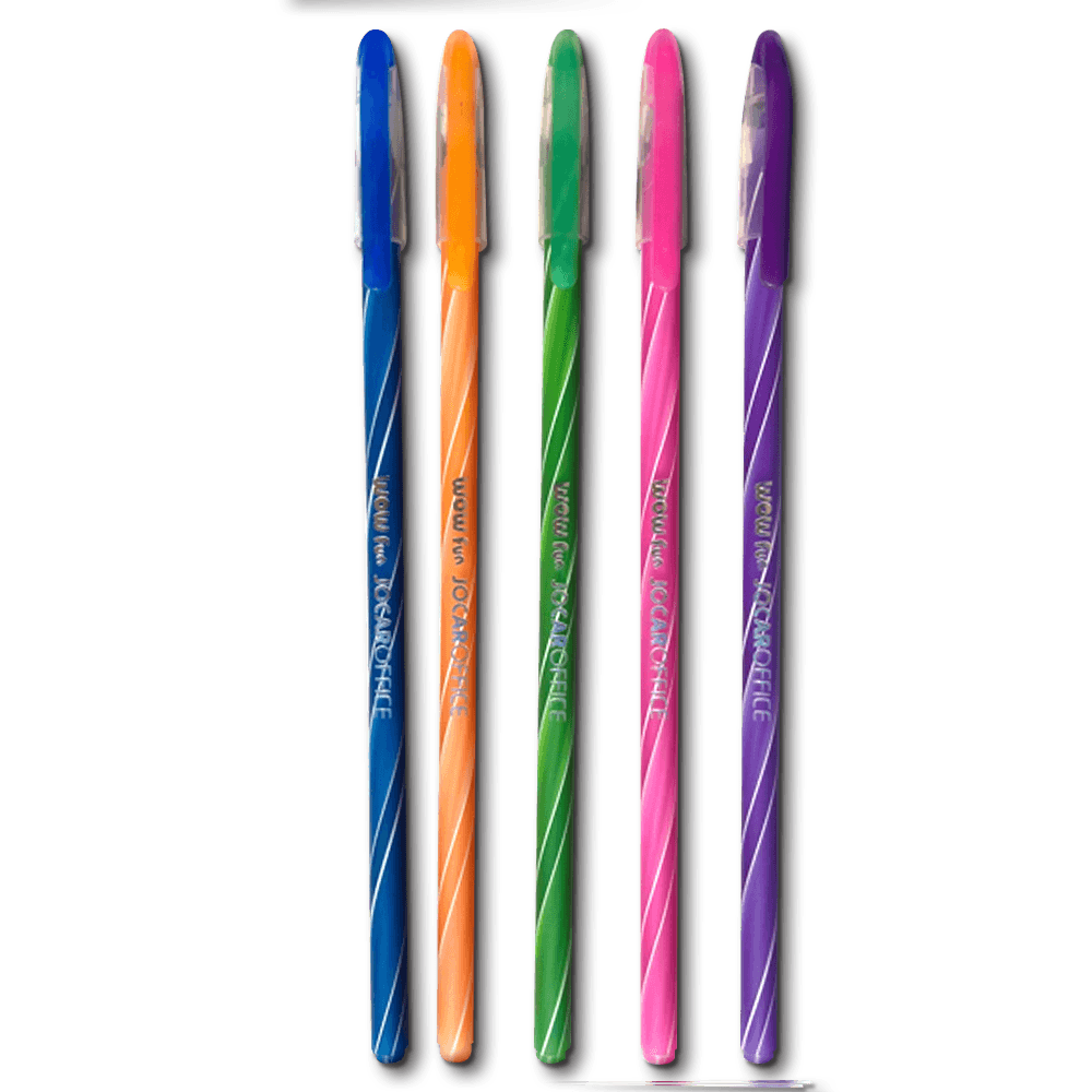 Kit 5 Canetas Esferográfica Perfumada Wow Fun 0.7mm
