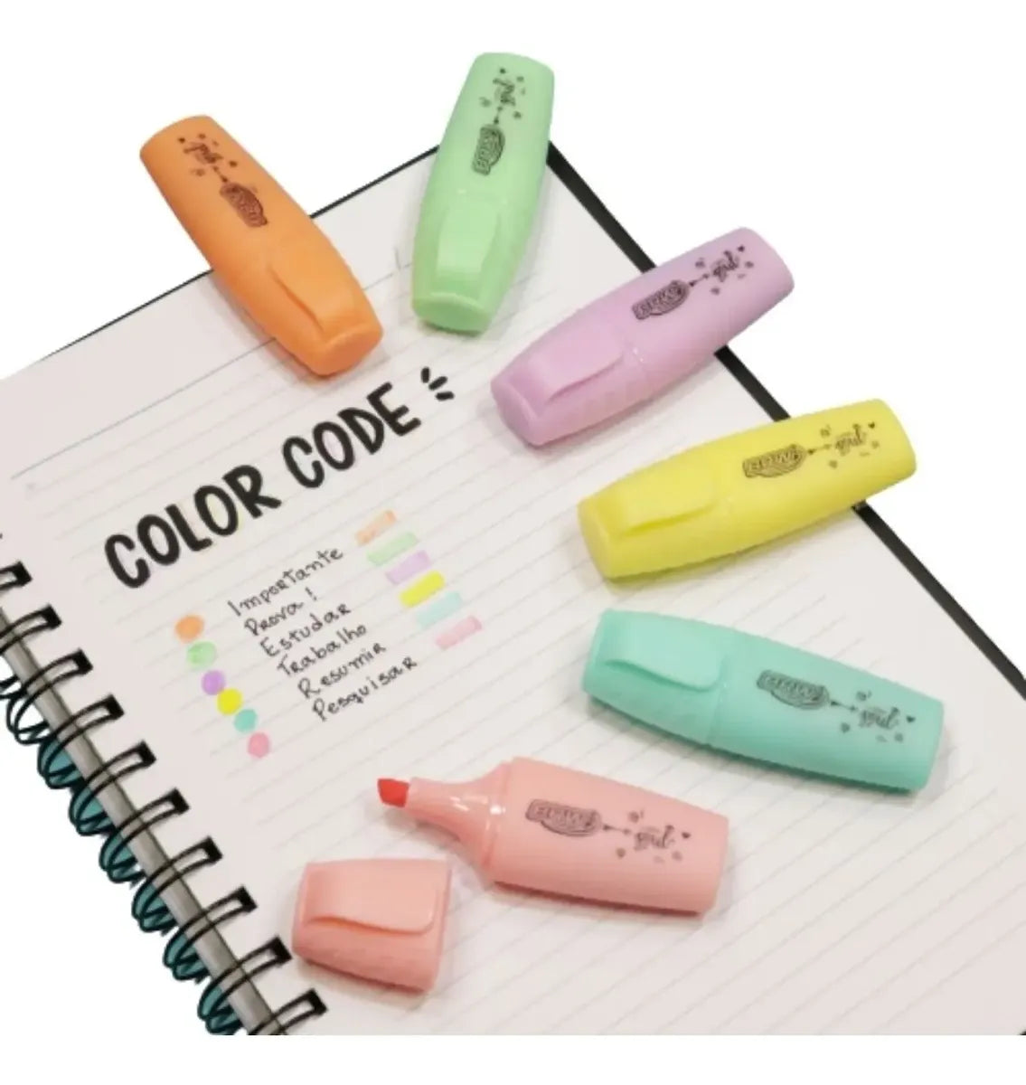 Kit Marca-Texto Pastel 6 cores BRW