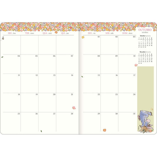 Planner Grampeado Ursinho Pooh 2027 Rosa 17,8 x 25 cm