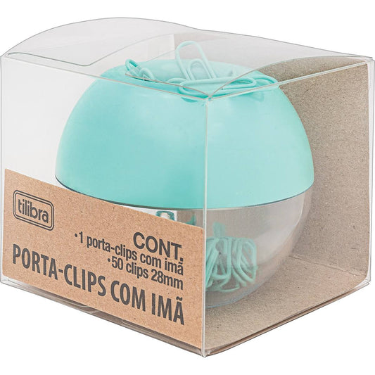 Porta Clips Imã Aqua 28mm com 50 Clipes Tilibra