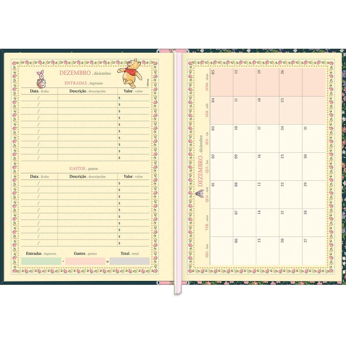 Agenda 2027 Costurada Ursinho Pooh 17,6 x 23,9 cm