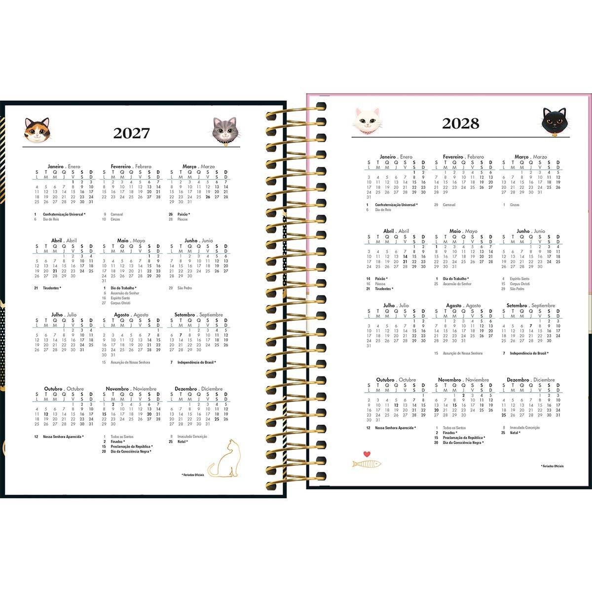 Agenda Espiral Diária Purrfect Cats 2027 11x15cm
