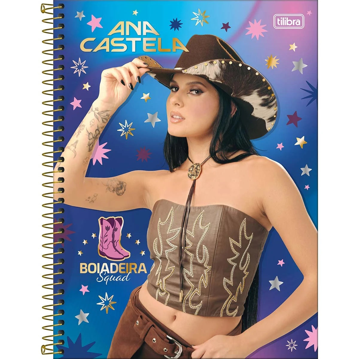 Caderno Ana Castela 10 Matérias Capa Dura Universitário 20x27,5cm