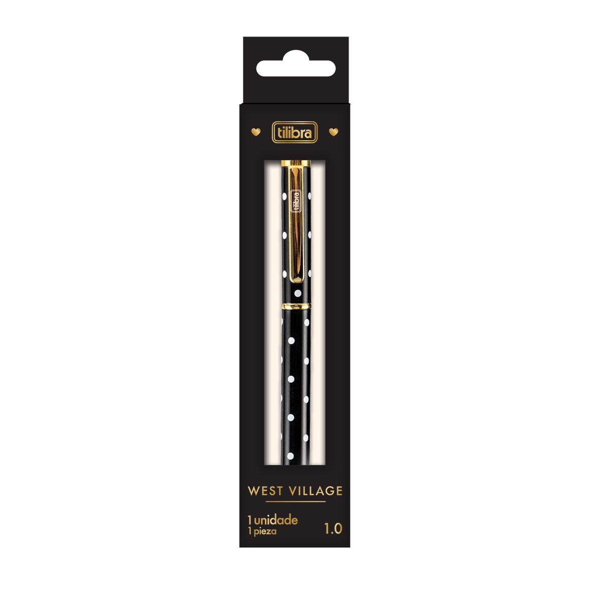 Caneta Esferográfica Metal Preta Bolinhas 1.0mm Preta