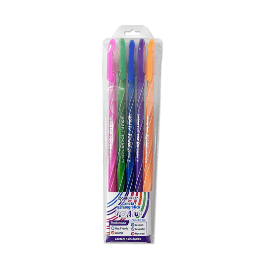 Kit 5 Canetas Esferográfica Perfumada Wow Fun 0.7mm