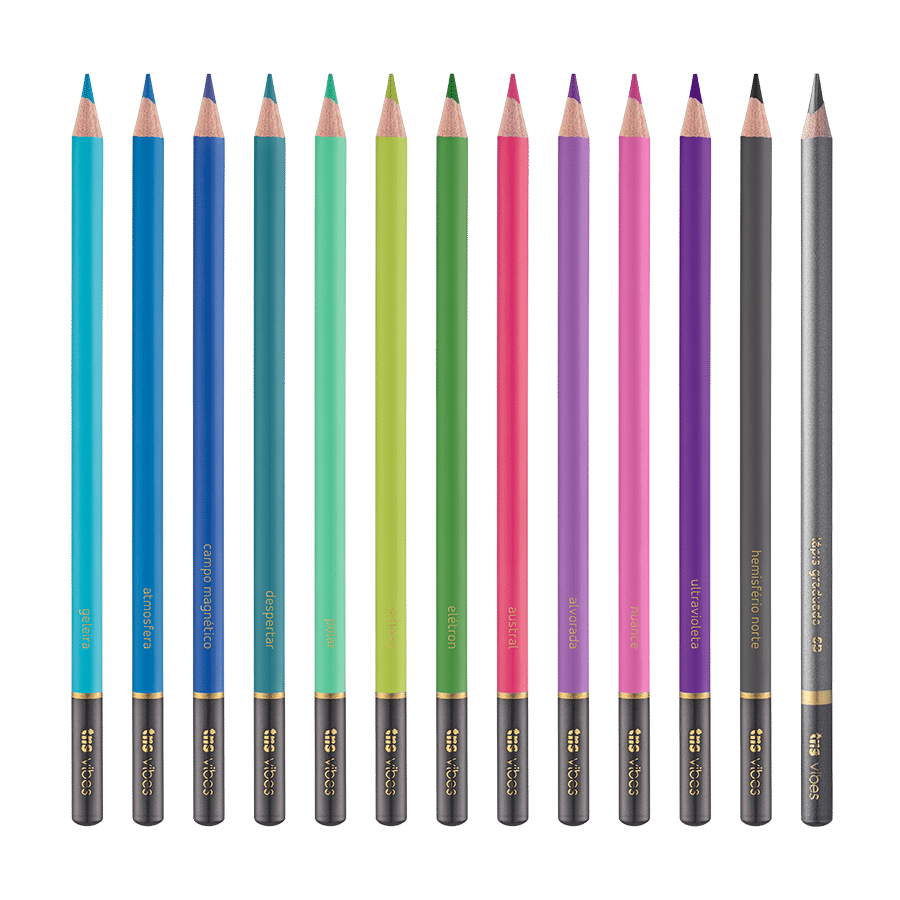 Lápis De Cor Vibes Aurora Boreal 12 Cores + 1 Lápis 6B Tris