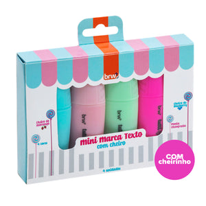 Kit Marca Texto Mini Cor Pastel Cheiro Tuti Frutti c 4 Cores BRW