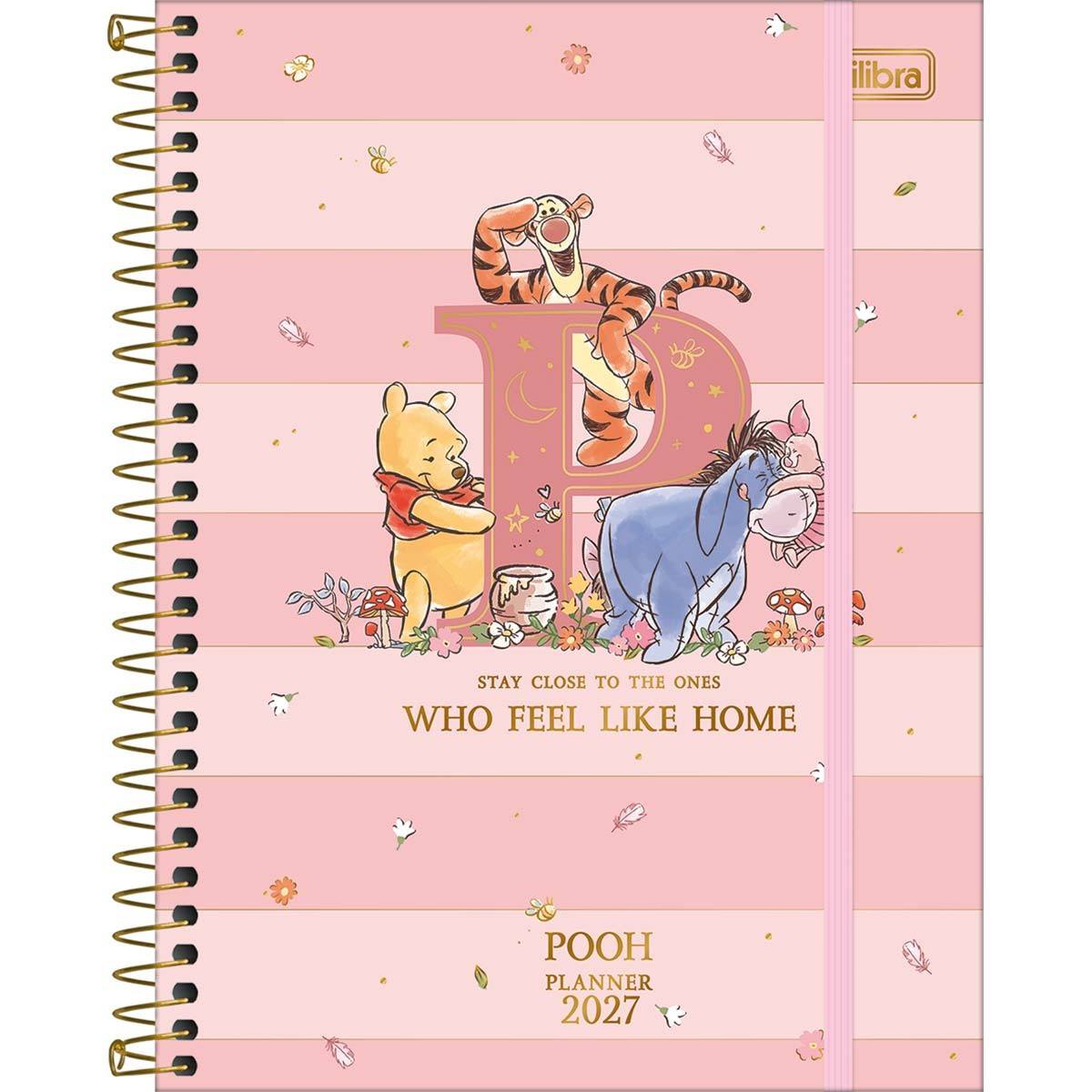 Planner Espiral Ursinho Pooh 2027 Rosa 17x24cm