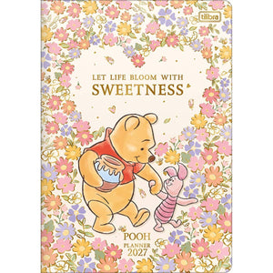 Planner Grampeado Ursinho Pooh 2027 Flores 17,8 x 25 cm