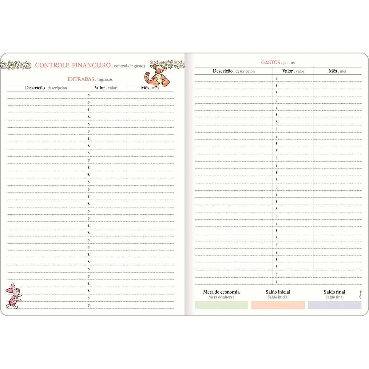 Planner Grampeado Ursinho Pooh 2027 Amarelo 17,8 x 25 cm