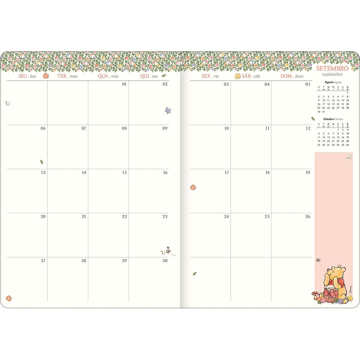 Planner Grampeado Ursinho Pooh 2027 Amarelo 17,8 x 25 cm