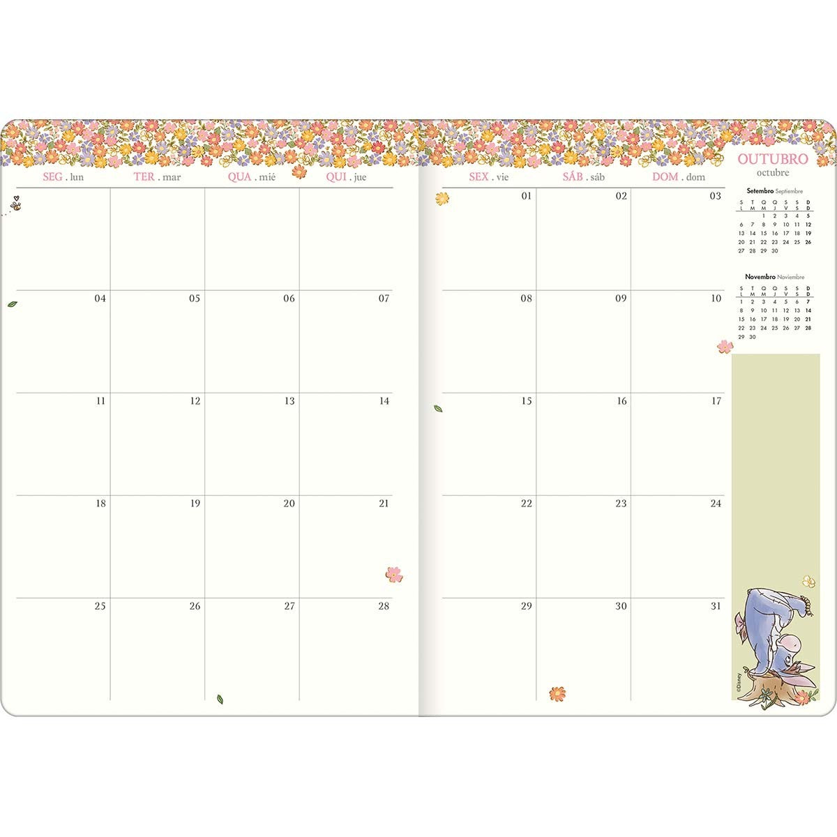 Planner Grampeado Ursinho Pooh 2027 Amarelo 17,8 x 25 cm