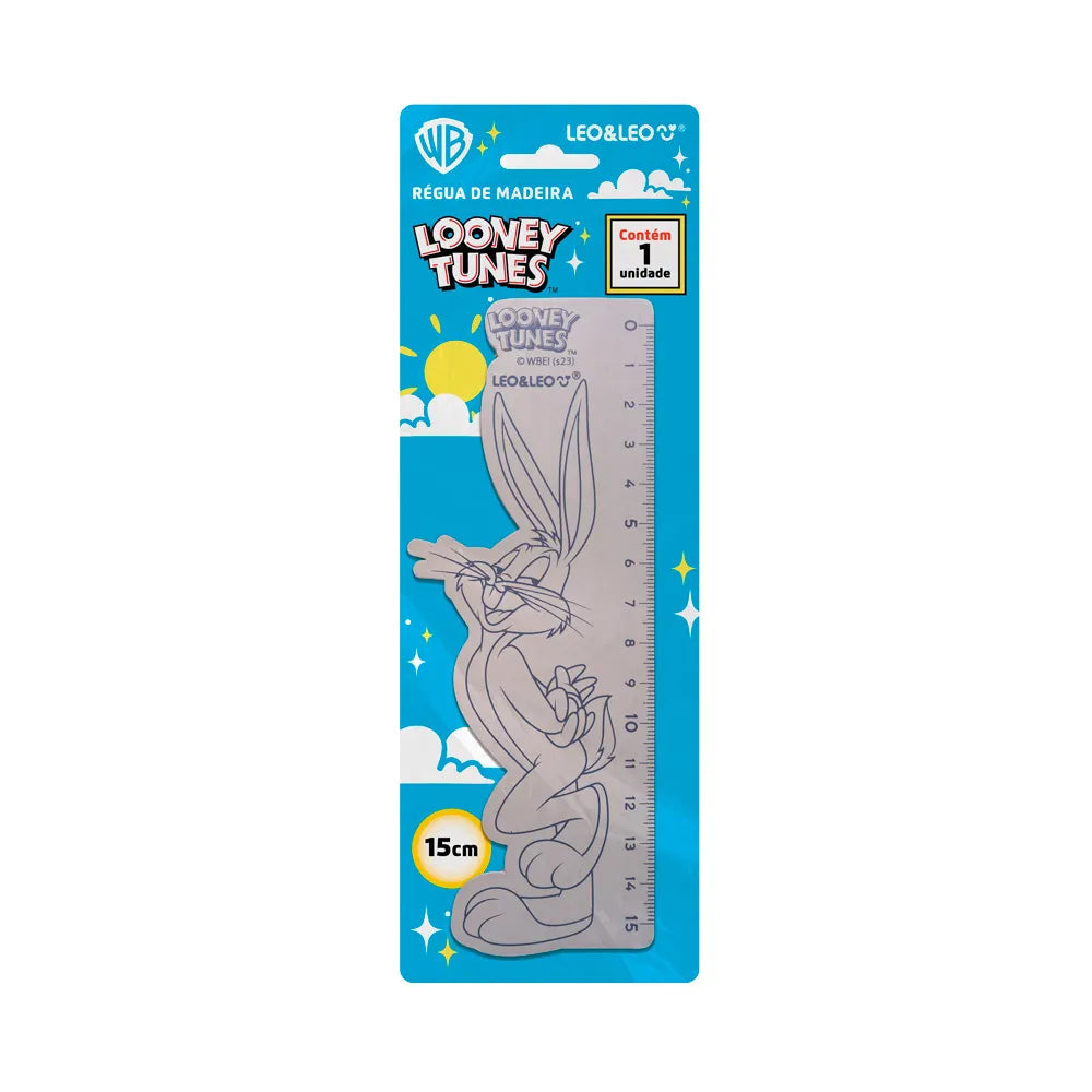 Régua De Madeira Looney Tunes 15cm LeoeLeo