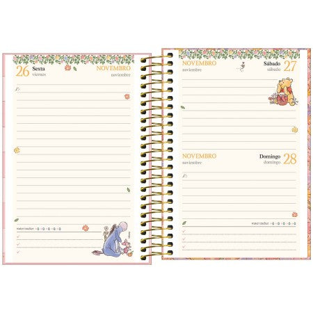 Agenda Espiral Diária Ursinho Pooh 2027 12,9 x 18,7cm