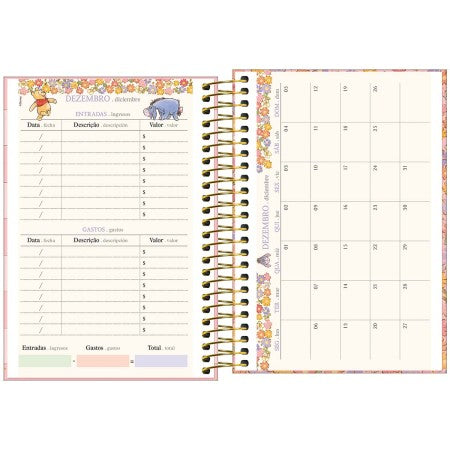 Agenda Espiral Diária Ursinho Pooh 2027 12,9 x 18,7cm