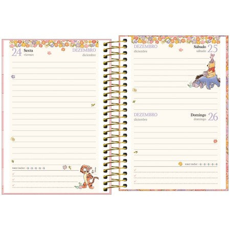 Agenda Espiral Diária Ursinho Pooh 2027 12,9 x 18,7cm