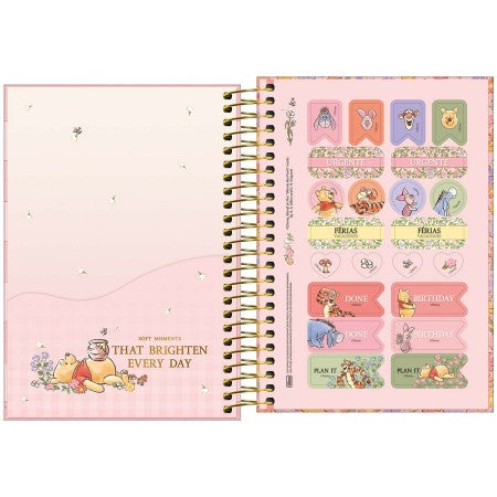 Agenda Espiral Diária Ursinho Pooh 2027 12,9 x 18,7cm