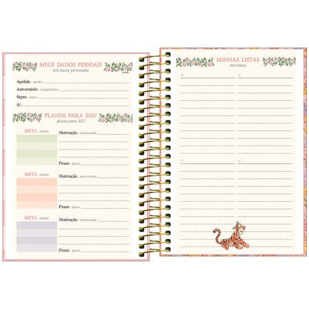 Agenda Espiral Diária Ursinho Pooh 2027 12,9 x 18,7cm