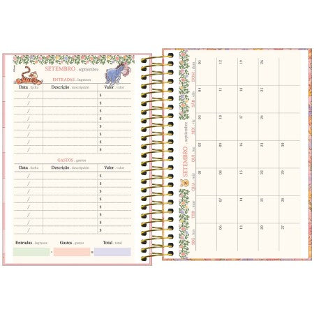 Agenda Espiral Diária Ursinho Pooh 2027 12,9 x 18,7cm