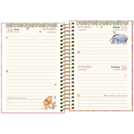 Agenda Espiral Diária Ursinho Pooh 2027 12,9 x 18,7cm