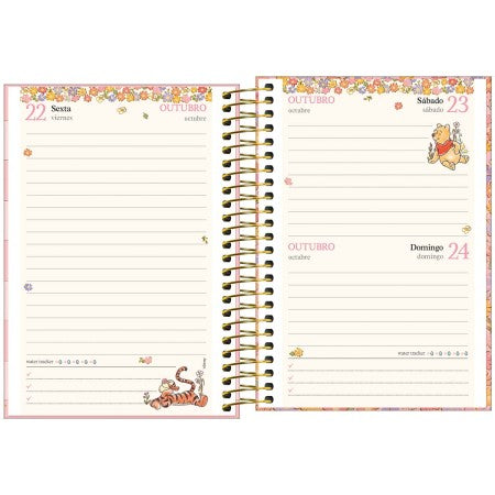 Agenda Espiral Diária Ursinho Pooh 2027 12,9 x 18,7cm