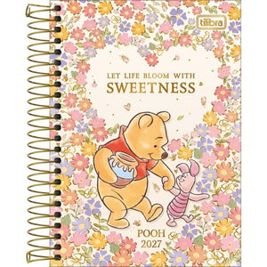 Agenda Espiral Diária Ursinho Pooh 2027 12,9 x 18,7cm