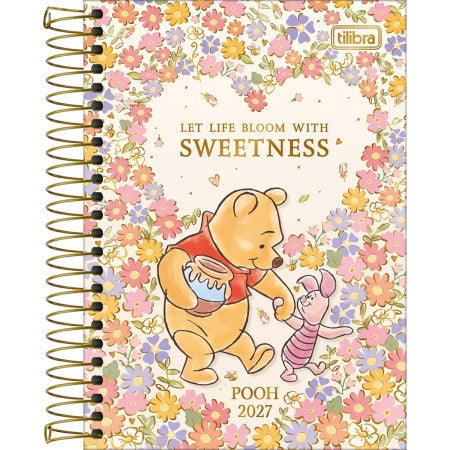 Agenda Espiral Diária Ursinho Pooh 2027 12,9 x 18,7cm