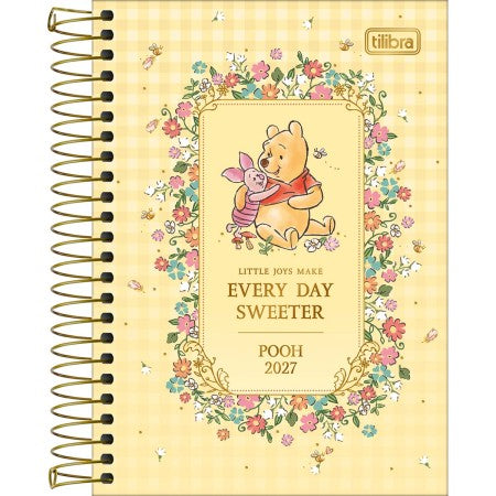 Agenda Espiral Diária Ursinho Pooh 2027 12,9 x 18,7cm